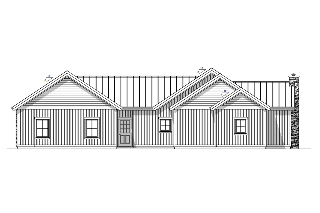 Exterior - Rear Elevation 2 for Ranch House Plan #1099-19 - 3 bed, 2.5 bath