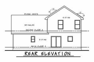 Exterior - Rear Elevation for Farmhouse House Plan #20-2410 - 3 bed, 2.5 bath