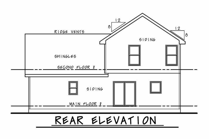 Architectural House Design - Exterior - Rear Elevation for Farmhouse House Plan #20-2410 - 3 bed, 2.5 bath