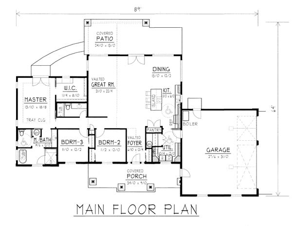 House Blueprint - Craftsman Floor Plan - Main Floor Plan #112-168