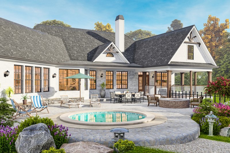 Dream House Plan - Exterior - Rear Elevation 1 for Ranch House Plan #54-699 - 3 bed, 2.5 bath