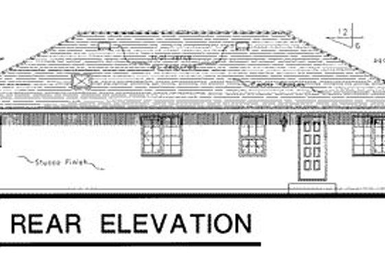 Exterior - Rear Elevation for European House Plan #18-153 - 3 bed, 2 bath