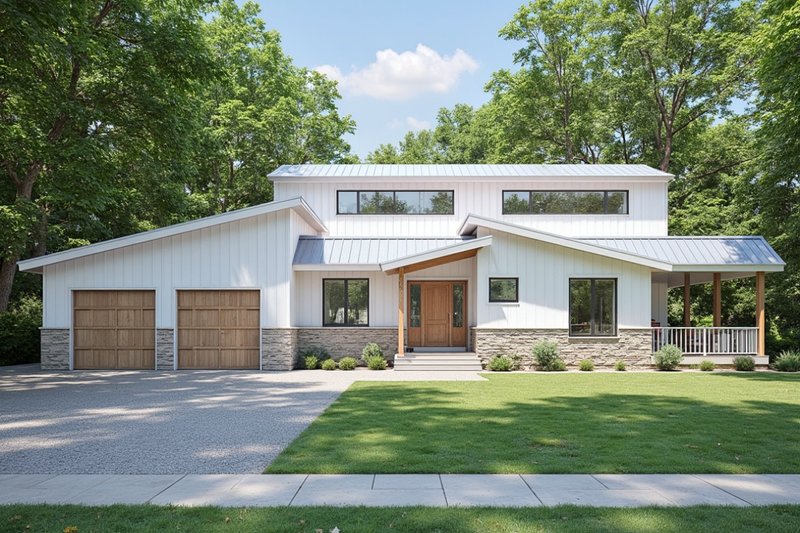 Contemporary Style House Plan - 4 Beds 3 Baths 3644 Sq/Ft Plan #112-312 Exterior