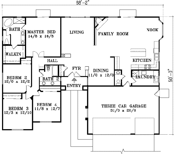 Adobe / Southwestern Floor Plan - Main Floor Plan #1-1455