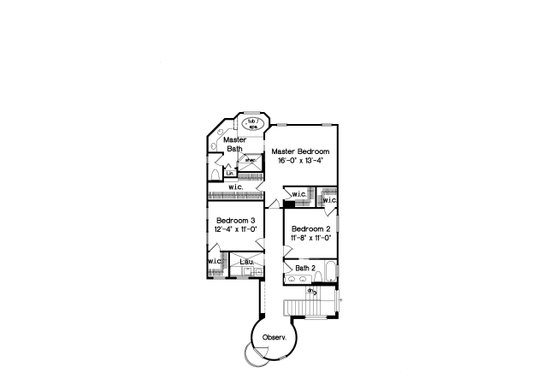 Floor Plan - Upper Floor for Mediterranean House Plan #135-179 - 4 bed, 3 bath