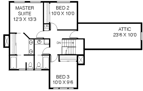 Dream House Plan - Traditional Floor Plan - Upper Floor Plan #60-339
