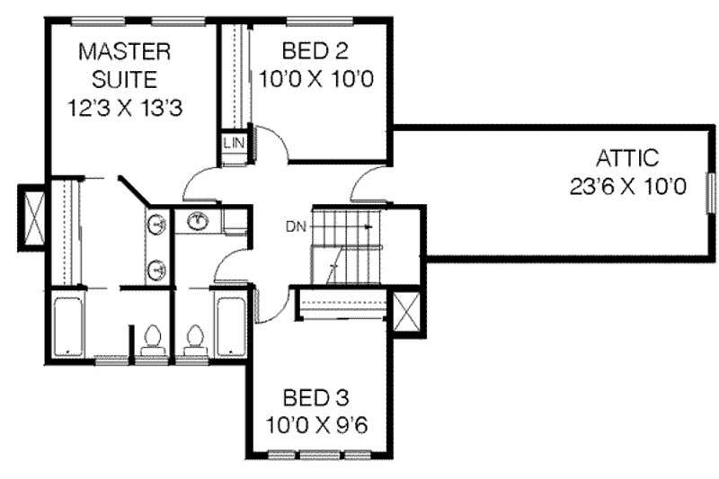 Dream House Plan - Floor Plan - Upper Floor for Traditional House Plan #60-339 - 3 bed, 2.5 bath