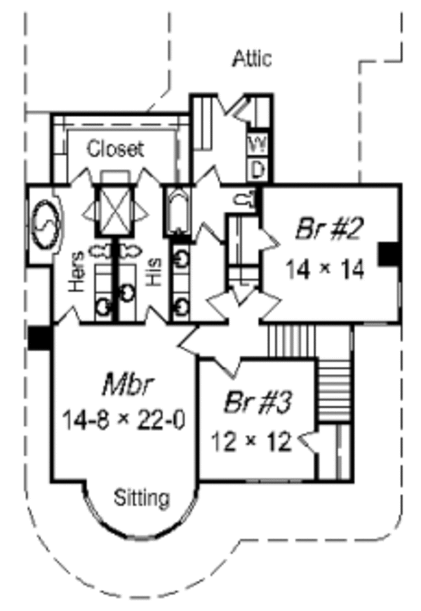 Traditional Floor Plan - Upper Floor Plan #329-283