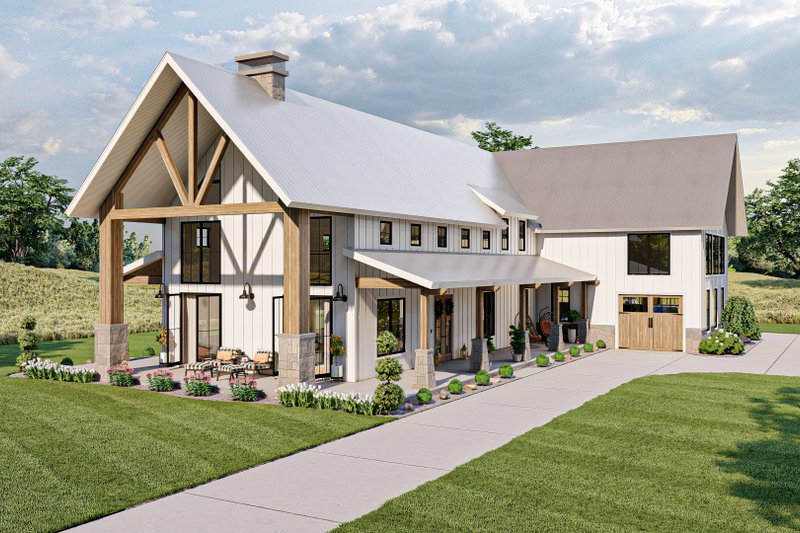 Architectural House Design - Exterior - Front Elevation for Barndominium House Plan #455-250 - 4 bed, 3.5 bath