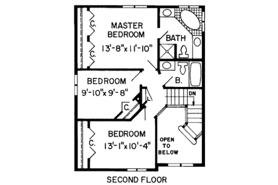 Floor Plan - Upper Floor for Traditional House Plan #312-199 - 3 bed, 2.5 bath