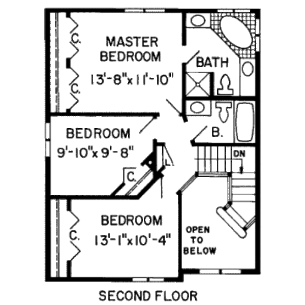 Traditional Floor Plan - Upper Floor Plan #312-199
