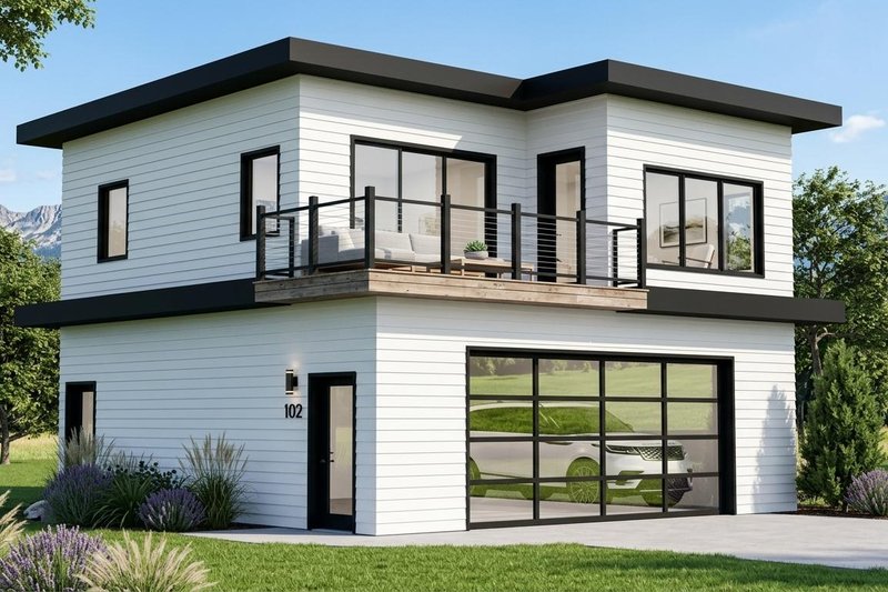 Exterior - Front Elevation 2 for Modern House Plan #1064-283 - 2 bed, 1 bath