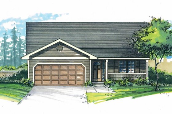 Exterior - Front Elevation for Traditional House Plan #53-107 - 3 bed, 2 bath