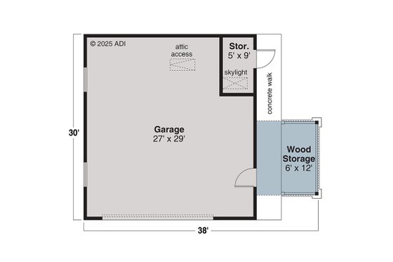 Floor Plan - Main Floor for Cottage House Plan #124-1453 - 2 bed, 2 bath