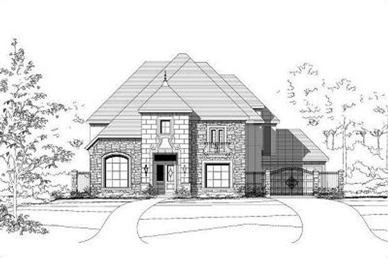 Exterior - Front Elevation for European House Plan #411-567 - 5 bed, 4.5 bath