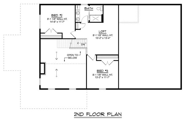 House Blueprint - Floor Plan - Upper Floor for Barndominium House Plan #1064-511 - 3 bed, 2.5 bath