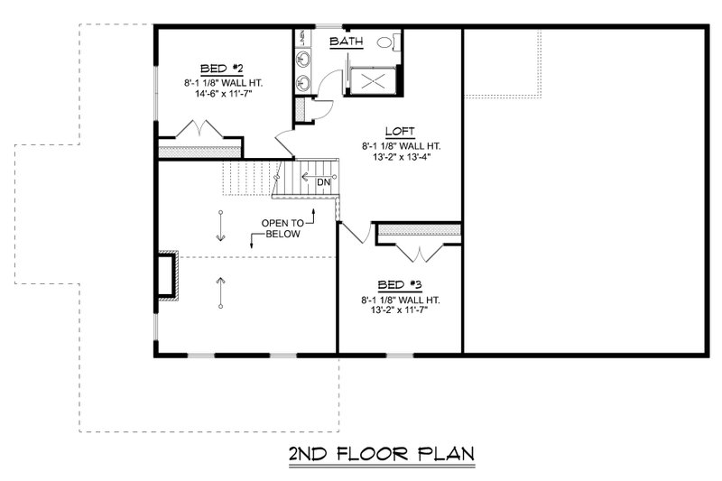 House Blueprint - Floor Plan - Upper Floor for Barndominium House Plan #1064-511 - 3 bed, 2.5 bath