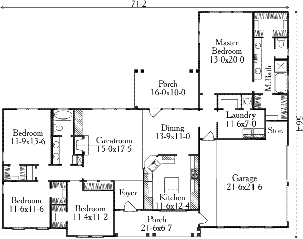 House Plan Design - Farmhouse Floor Plan - Main Floor Plan #406-271
