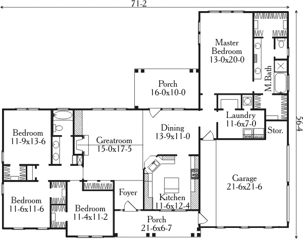 House Blueprint - Farmhouse Floor Plan - Main Floor Plan #406-271