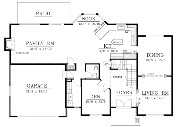 Bungalow Floor Plan - Main Floor Plan #102-206