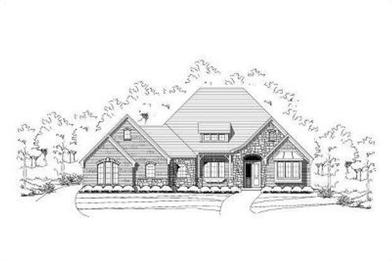 Exterior - Front Elevation for European House Plan #411-805 - 3 bed, 2.5 bath