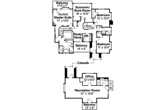 Floor Plan - Upper Floor for Craftsman House Plan #124-587 - 5 bed, 4 bath