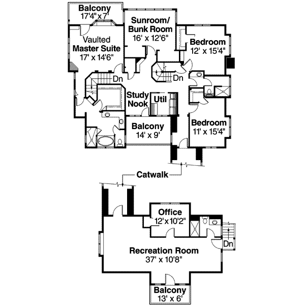 Home Plan - Craftsman Floor Plan - Upper Floor Plan #124-587