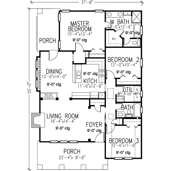 Architectural House Design - Southern Floor Plan - Main Floor Plan #410-293