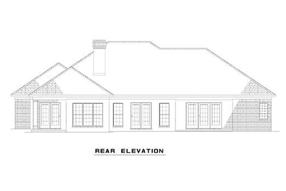 European style, southern traditional design, rear elevation