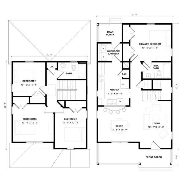 Home Plan - Floor Plan - Main Floor for Craftsman House Plan #936-46 - 4 bed, 2 bath