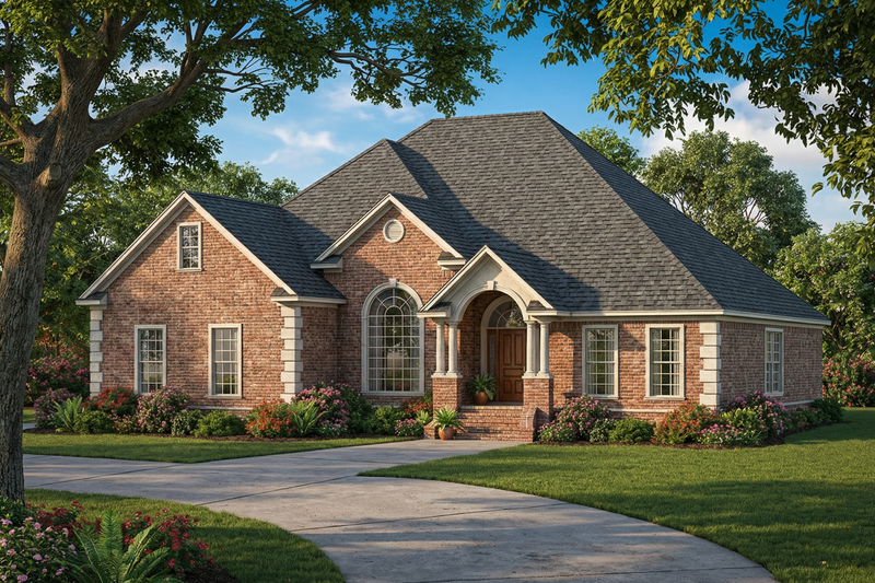 European Style House Plan - 4 Beds 3 Baths 2542 Sq/Ft Plan #17-526 Exterior