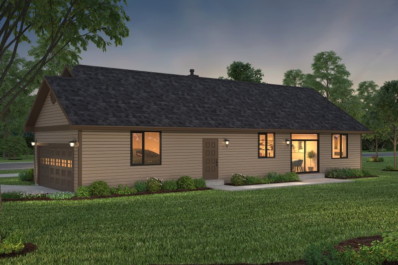 Home Plan - Exterior - Rear Elevation 1 for Ranch House Plan #18-1035 - 3 bed, 2 bath