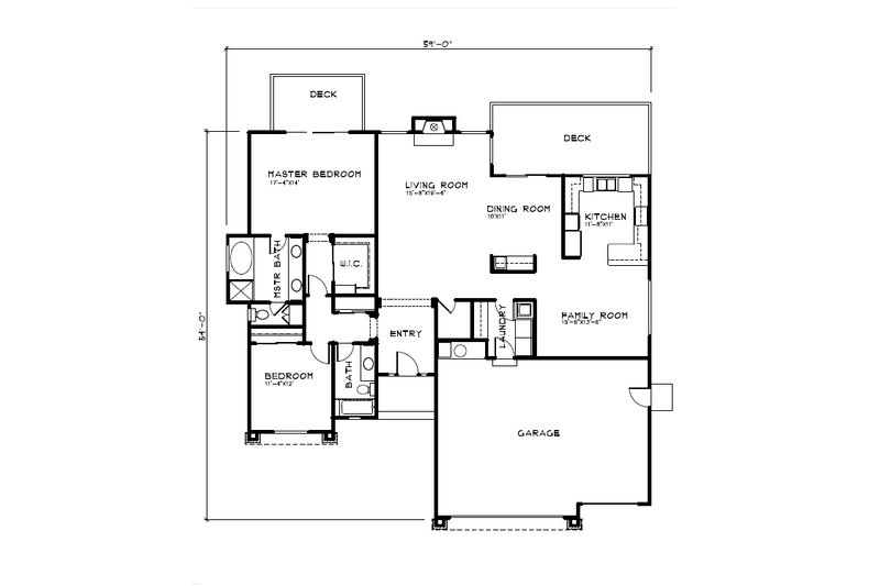 Architectural House Design - Floor Plan - Main Floor for Country House Plan #515-69 - 2 bed, 2 bath