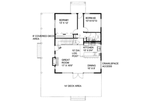 Floor Plan - Main Floor for Cottage House Plan #117-712 - 2 bed, 2 bath