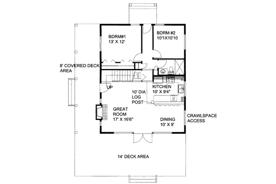 Floor Plan - Main Floor for Cottage House Plan #117-712 - 2 bed, 2 bath
