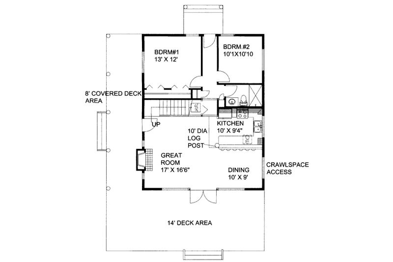 Dream House Plan - Floor Plan - Main Floor for Cottage House Plan #117-712 - 2 bed, 2 bath