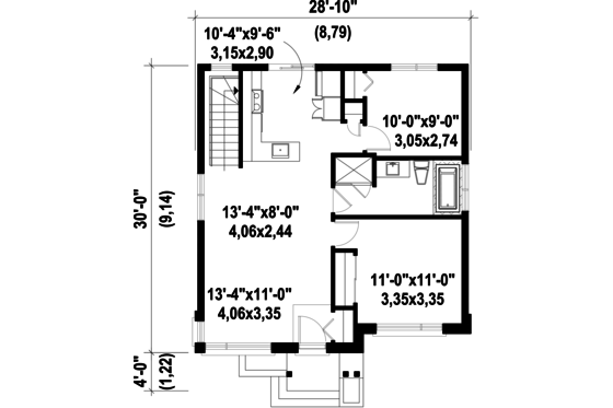 Floor Plan - Main Floor for Contemporary House Plan #25-4407 - 2 bed, 1 bath