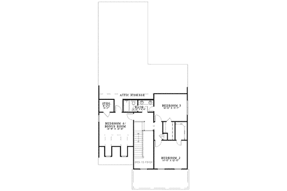 Floor Plan - Upper Floor for Colonial House Plan #17-2116 - 4 bed, 2.5 bath