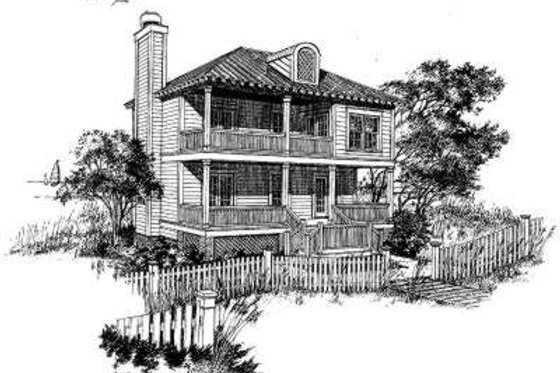 Exterior - Front Elevation for Beach House Plan #322-124 - 3 bed, 3 bath
