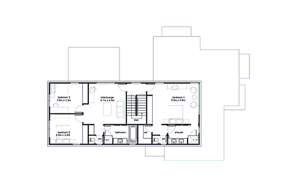 Floor Plan - Upper Floor for Modern House Plan #496-8 - 3 bed, 2.5 bath