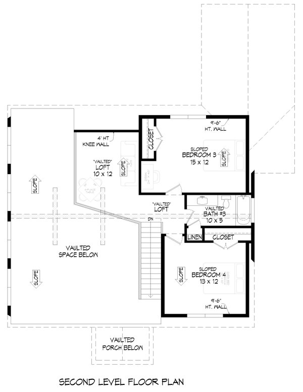 Southern Floor Plan - Upper Floor Plan #932-1217