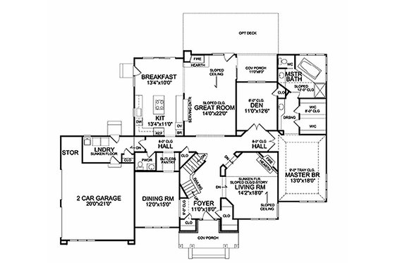 Floor Plan - Main Floor for Country House Plan #456-35 - 4 bed, 3.5 bath