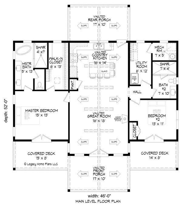 Architectural House Design - Ranch Floor Plan - Main Floor Plan #932-395