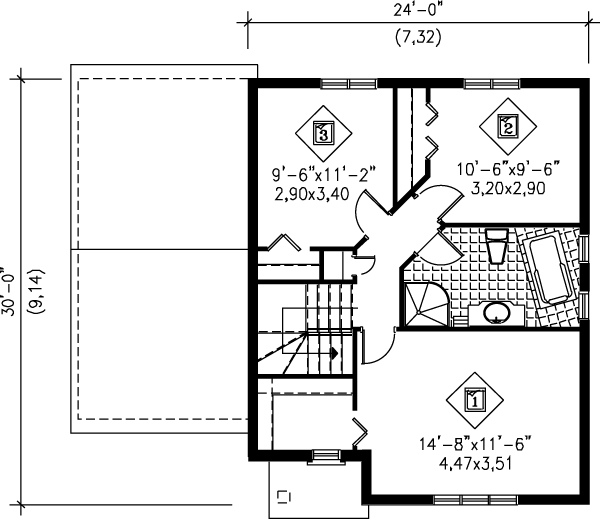 Architectural House Design - European Floor Plan - Upper Floor Plan #25-296