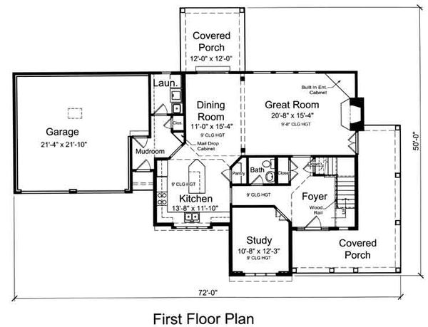 Architectural House Design - Traditional Floor Plan - Main Floor Plan #46-491