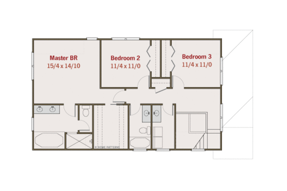 Floor Plan - Upper Floor for Craftsman House Plan #461-35 - 4 bed, 2.5 bath