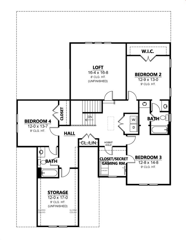 Craftsman Floor Plan - Upper Floor Plan #1080-27