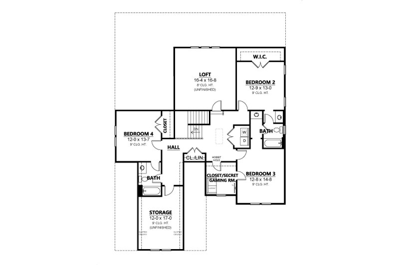 House Blueprint - Floor Plan - Upper Floor for Craftsman House Plan #1080-27 - 5 bed, 4 bath