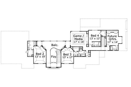 Floor Plan - Upper Floor for European House Plan #411-185 - 4 bed, 5 bath