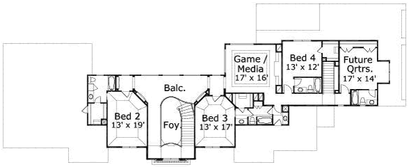European Floor Plan - Upper Floor Plan #411-185